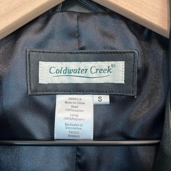 Coldwater Creek Black Leather Embroidered Vest - Picture 4 of 4